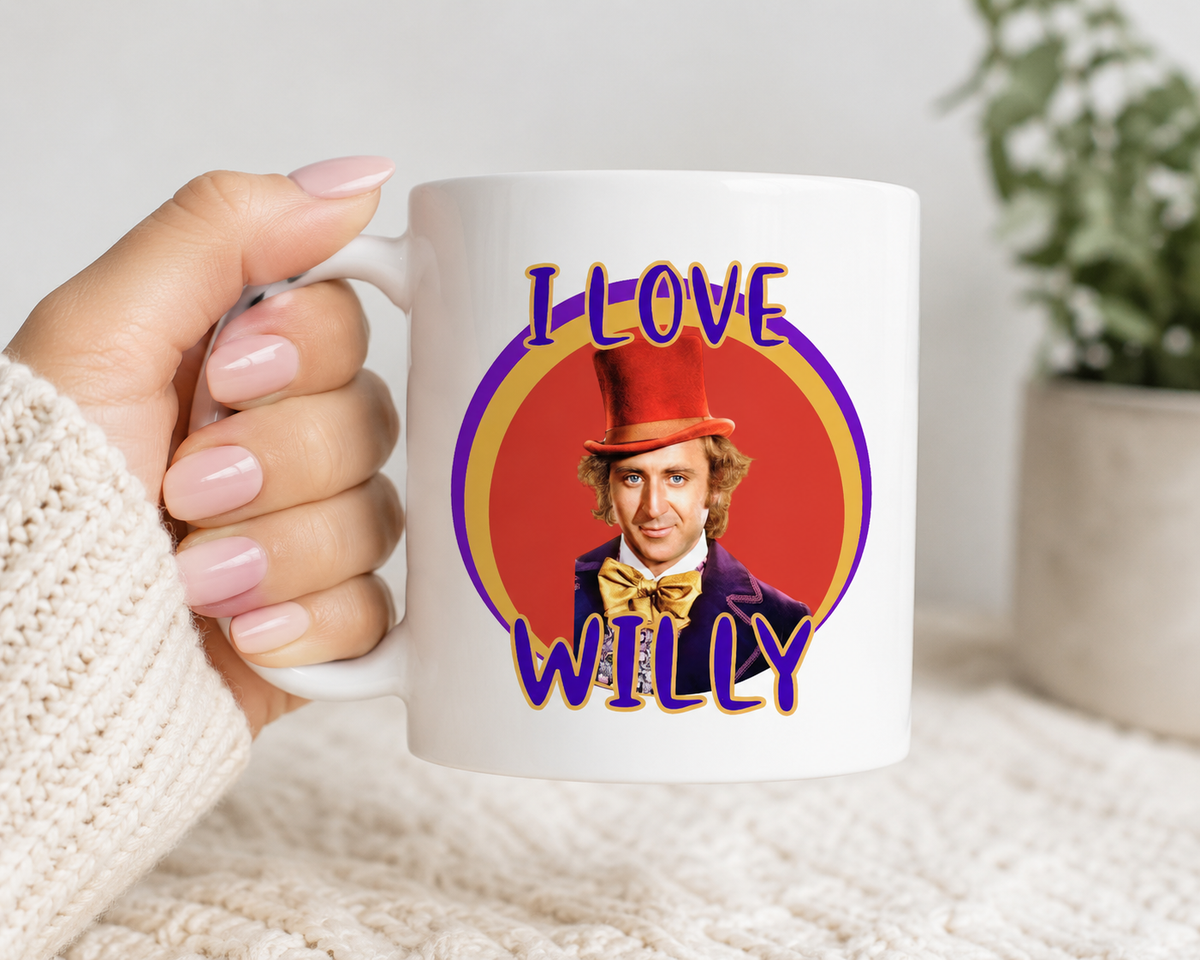 I Love Willy Mug | Funny Willy Wonka Inspired Mug | Chocolate Lover Gift | Retro Movie Style Coffee Cup | Novelty Tea Mug Gift