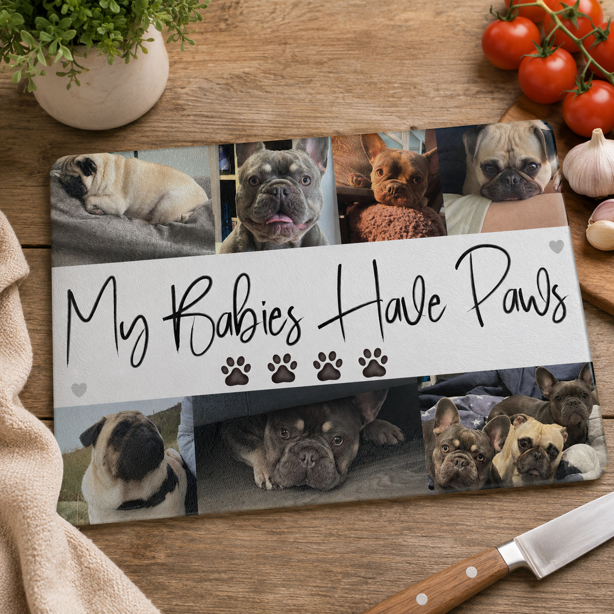 Personalised Dog Photo Chopping Board | Custom Pet Kitchen Board | “My Babies Have Paws” Gift | Dog Lover Gift | Personalised Pet Photo Board