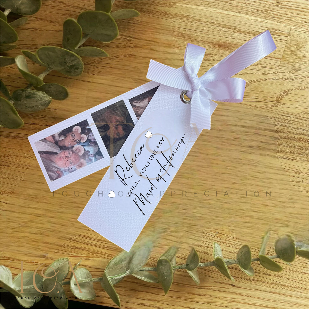 Personalised Maid Of Honour Thank You Card with Photos