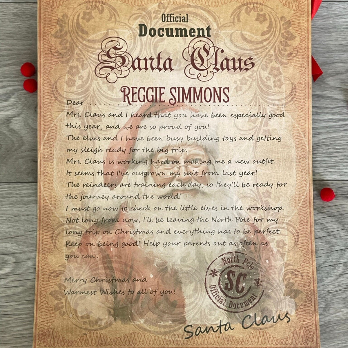 Personalised Christmas List Certificate & Letter | Santa Medal,Wax Seal Envelope | Black or White Santa | Christmas Eve Box Gift for Kids