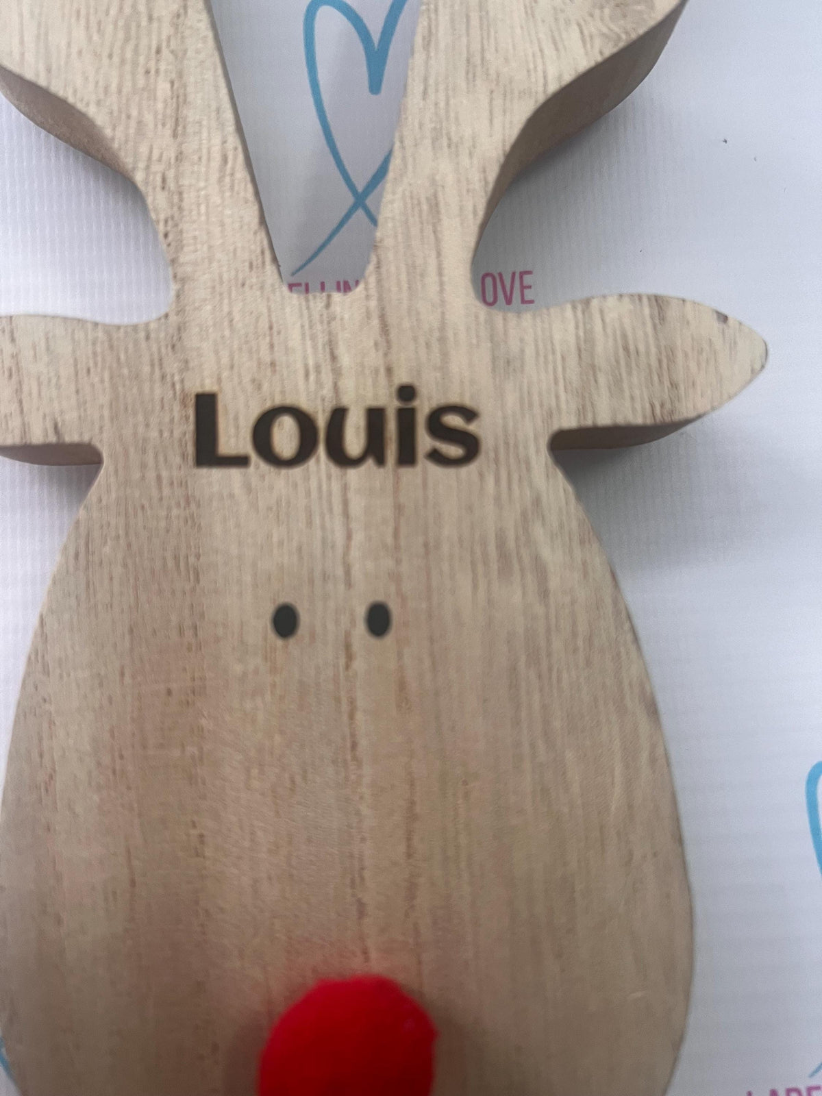 Personalised Wooden Reindeer Decoration | Freestanding Christmas Ornament