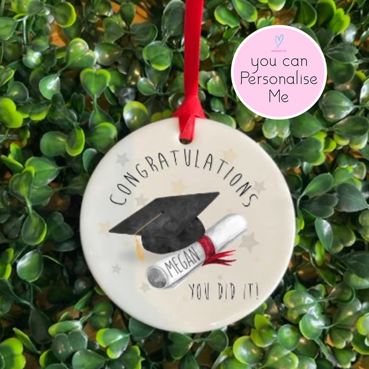 Personalised graduation keepsake | University gift | Congratulations on your degree | Celebration ceramic ornament