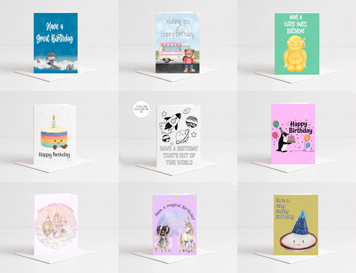 Children’s Birthday Cards Pack – Kids Birthday Card Multipack with Envelopes – A6 Random Selection (15, 20 or 30)