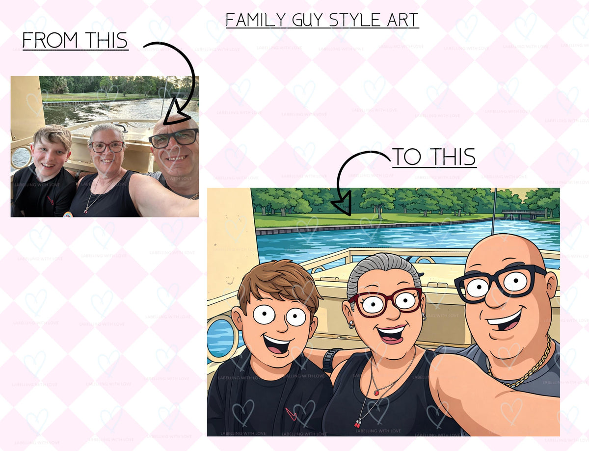 Custom Family Guy inspired Portrait | Home Decor Print | Personalised Family Guy Inspired Print
