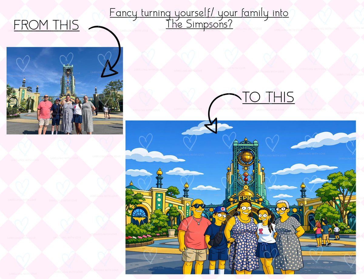 Custom The Simpson inspired Portrait | Home Decor Print | Personalised Simpson Inspired Print