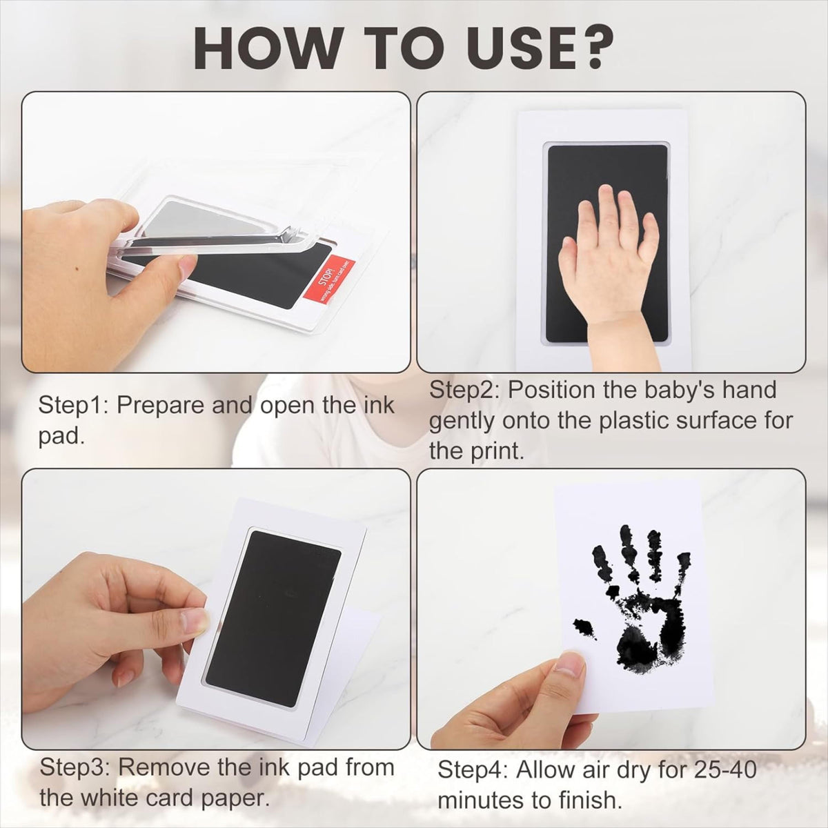 Inkless Baby Hand & Foot Print Pad | Clean Touch Print Kit | Newborn Keepsake Print Kit | Pet Paw Print Kit | No Mess Ink Pad