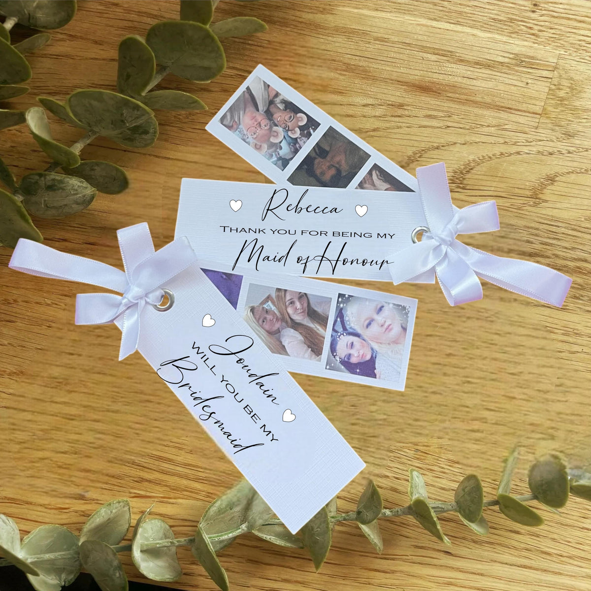 Personalised Bridesmaid Thank You Card with Photos |Maid of Honour Gift |Custom Wedding Photo Card |Keepsake Bookmark |Wedding Thank You Tag