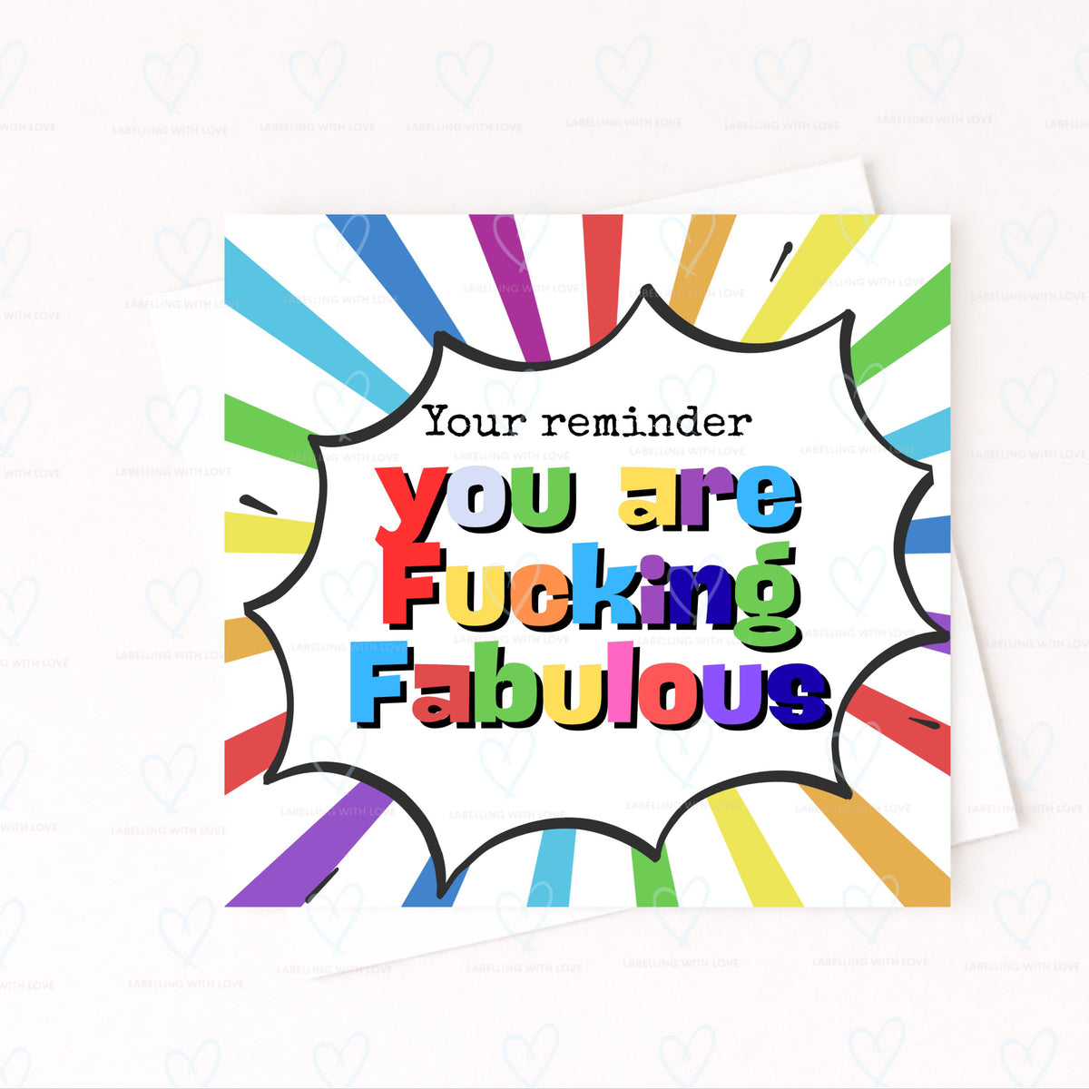 You Are Fucking Fabulous Card | Funny Rude Encouragement Card | Bold Rainbow Motivational Card | Best Friend Card | Cheeky Positive Vibes
