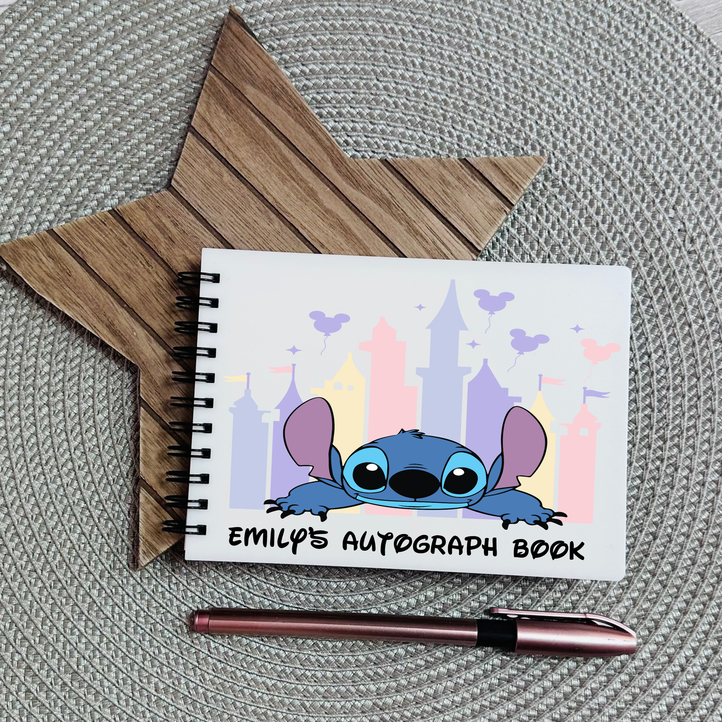 Personalised Autograph Book A6 | Custom Theme Park Autograph Album | Kids Character Signature Book | Disney Trip Keepsake Gift