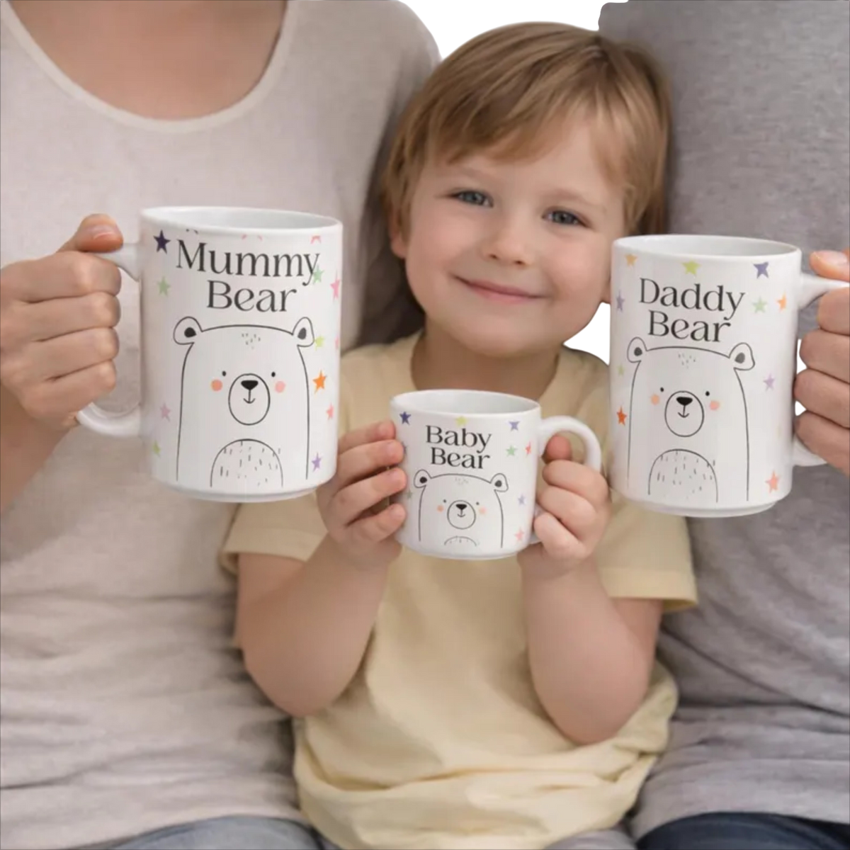 Personalised Bear Mugs – Mummy, Daddy & Baby Bear Family Mug Set