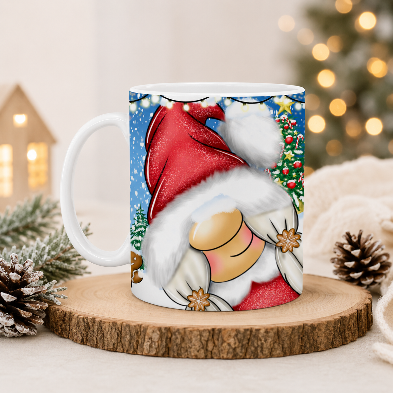 Christmas Gonk Couple Mug – Snowy Festive Gnome 11oz Mug