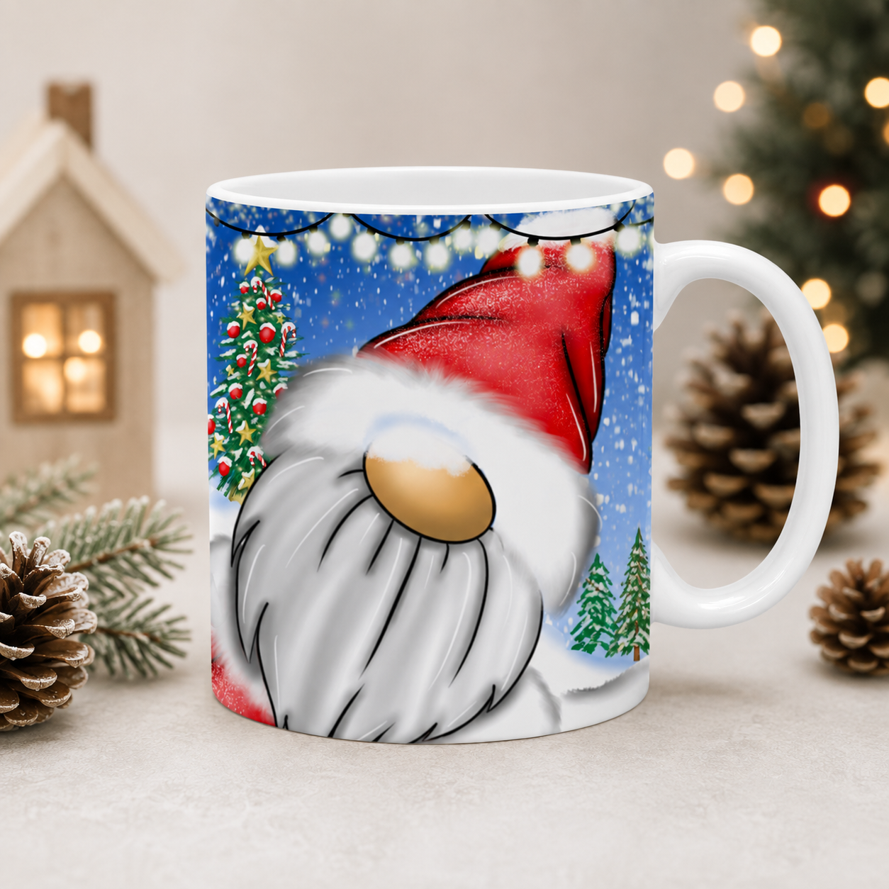 Christmas Gonk Couple Mug – Snowy Festive Gnome 11oz Mug