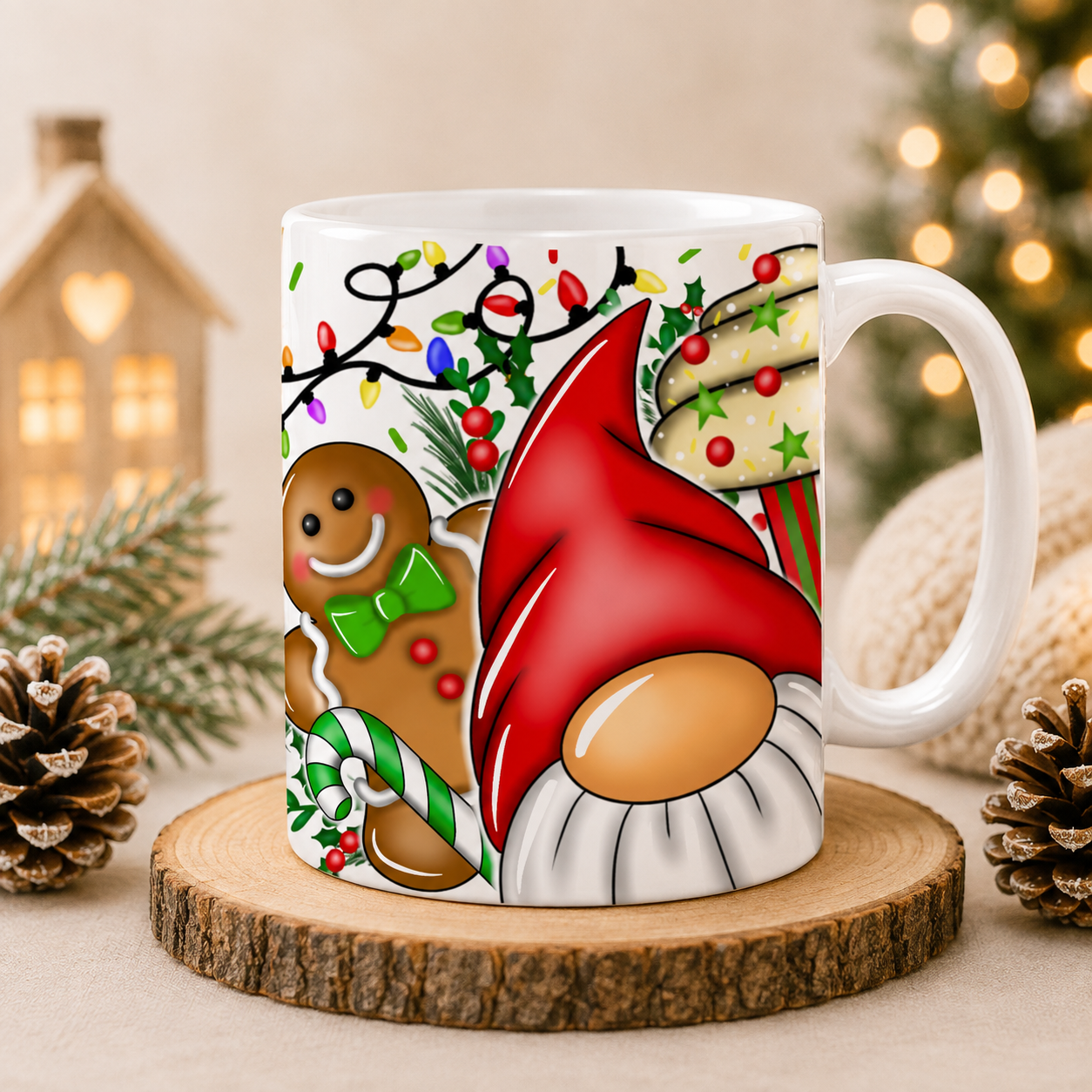 Christmas Gonk Mug – Gingerbread & Candy Cane 11oz Festive Mug