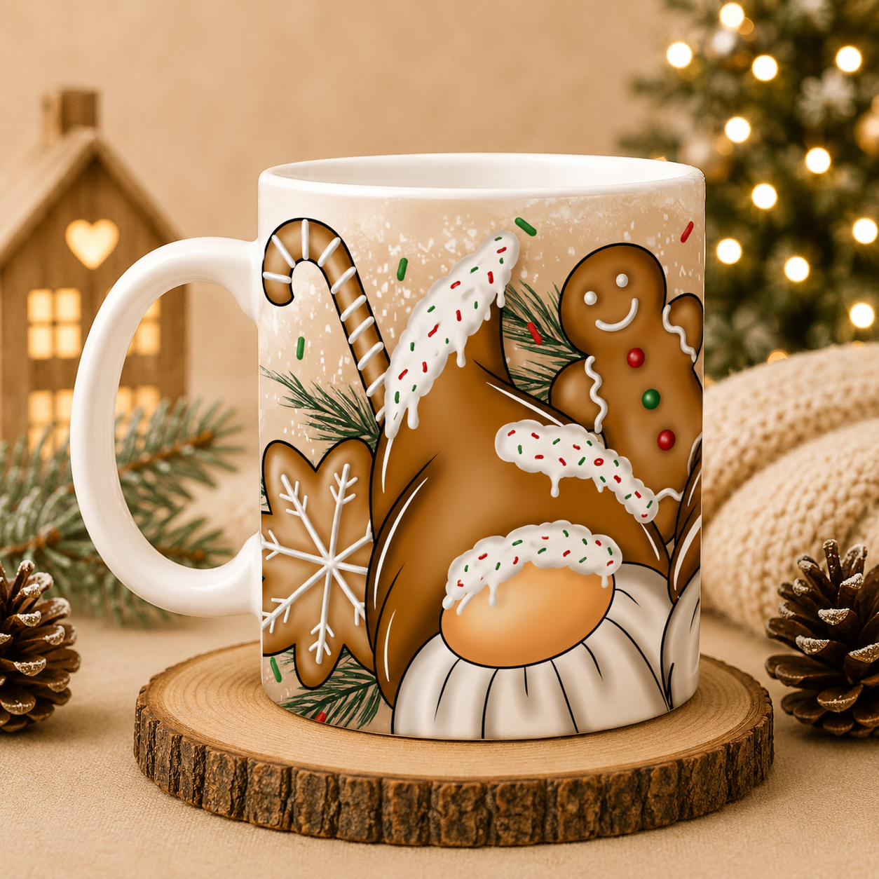 Gingerbread Gonk Christmas Mug – Festive Gnome 11oz Mug