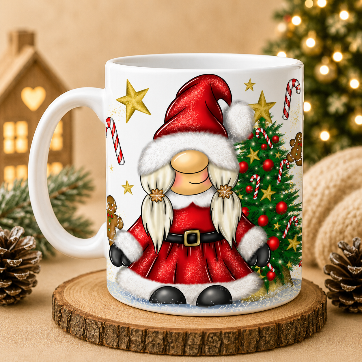 Christmas Gonk Couple Mug – Mr & Mrs Festive Gnome 11oz Mug