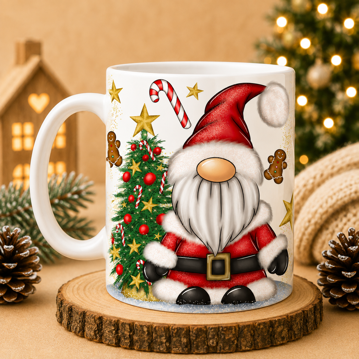 Christmas Gonk Couple Mug – Mr & Mrs Festive Gnome 11oz Mug