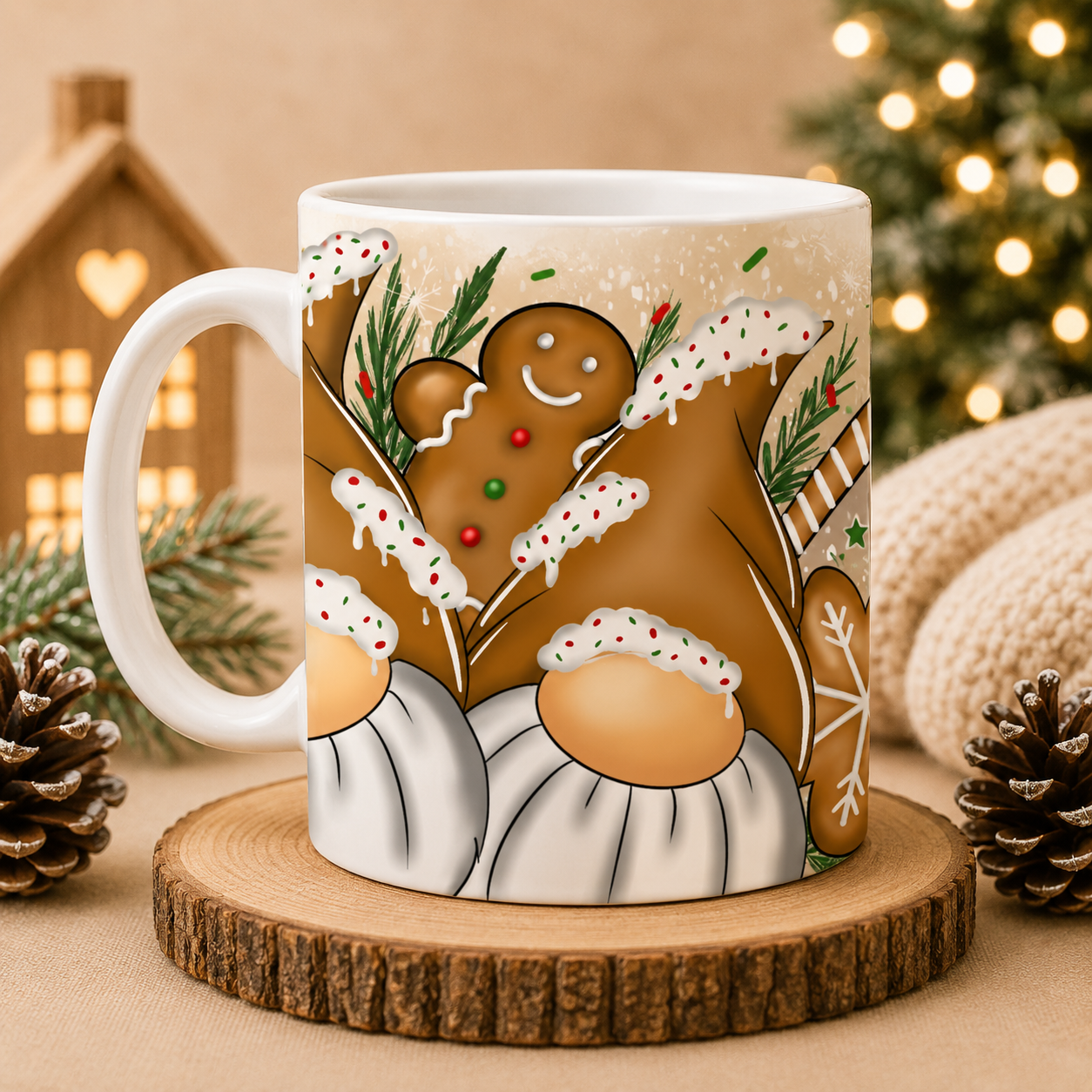 Gingerbread Gonk Christmas Mug – Festive Gnome 11oz Mug