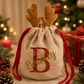 Personalised Christmas Reindeer Pouch Bag | Christmas Eve Treat Bag