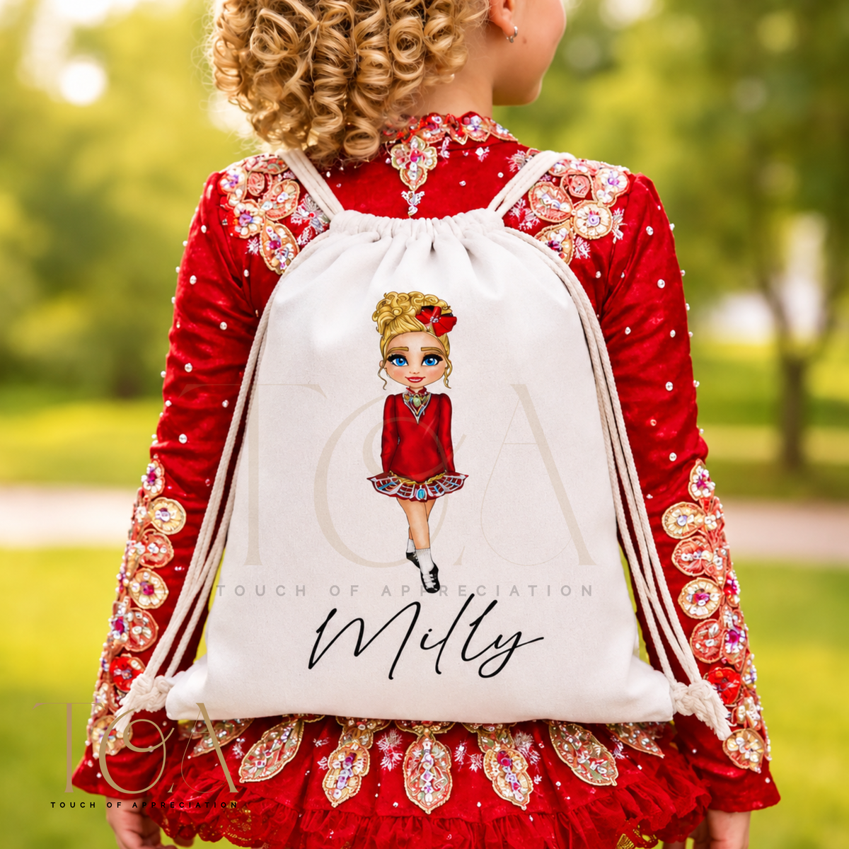 Personalised Irish Dancing Bag – Custom Dancer Drawstring Backpack