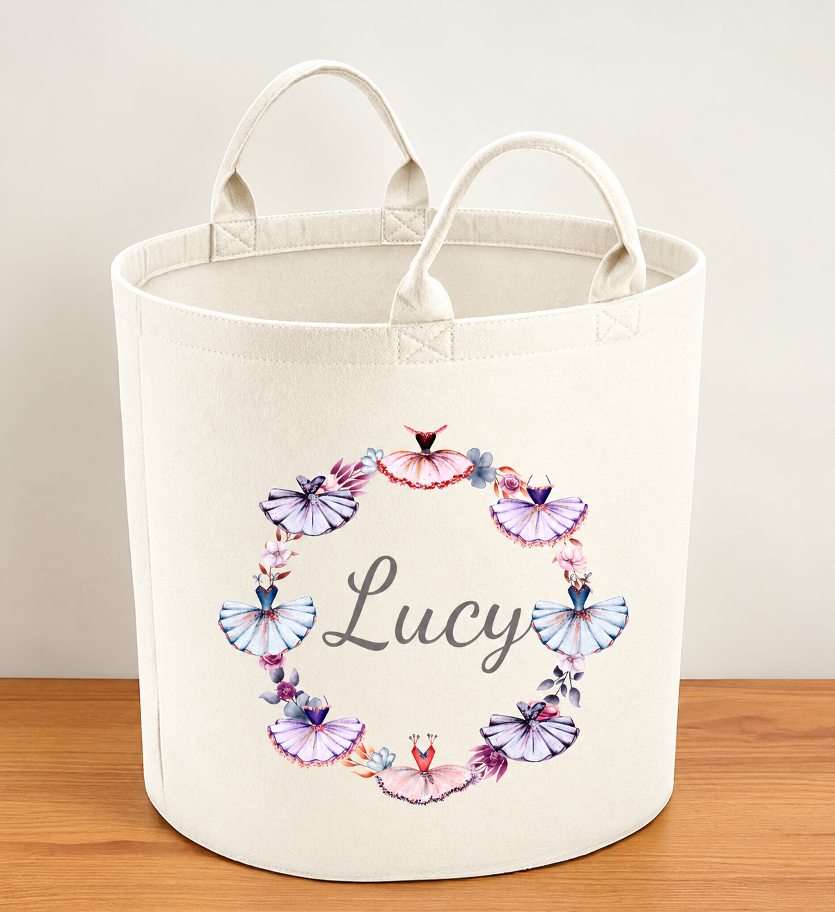 Personalised Ballerina Felt Storage Trug – Children's Toy & Dance Storage Basket