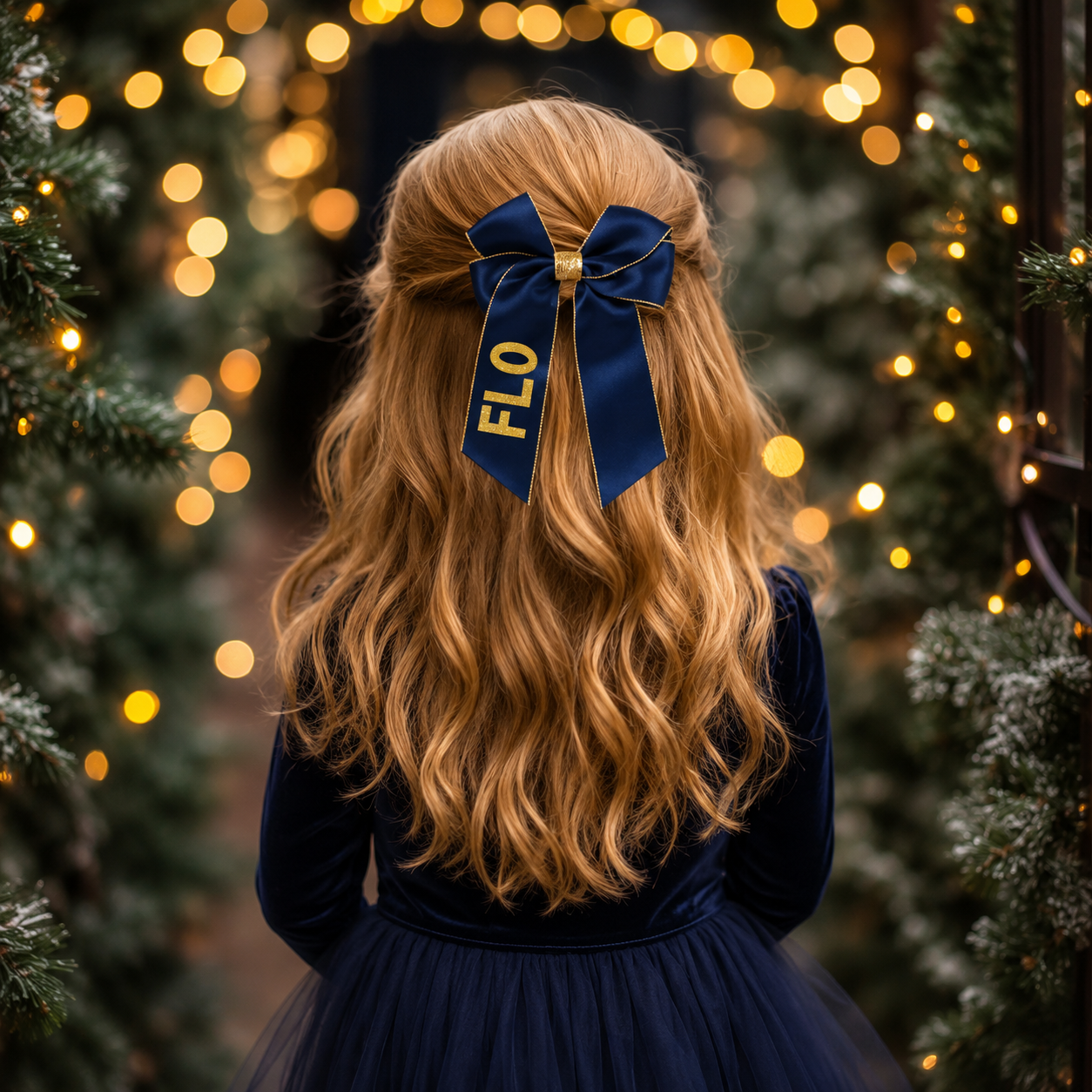 Personalised Christmas Hair Bow | Girls Name Hair Clip