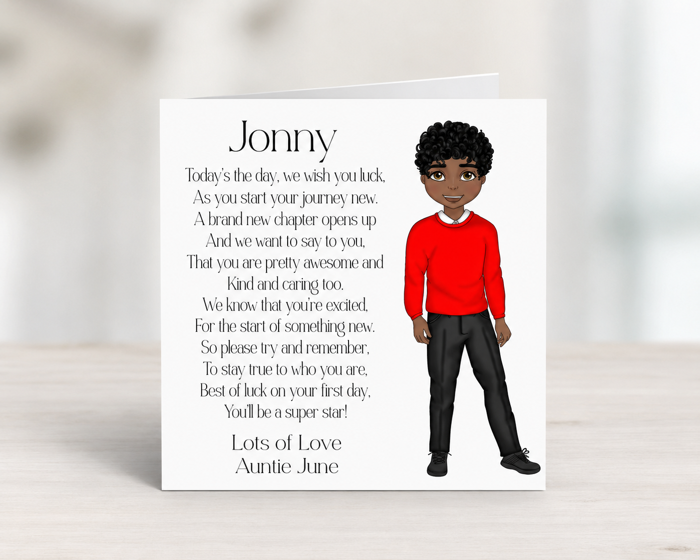 Personalised Boys First Day of School Card | Custom Character School Card