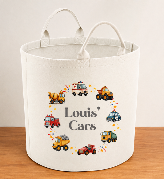Personalised Toy Car Storage Trug – Large Kids Storage Basket