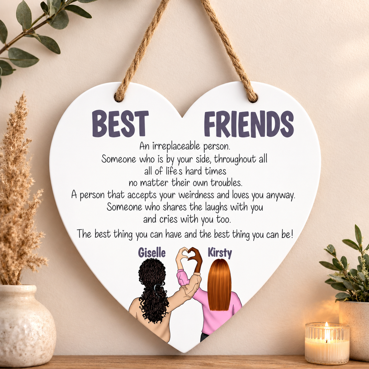 Personalised Best Friend Heart Plaque – Custom Friendship Keepsake