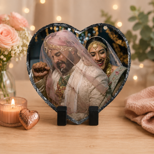 Personalised Heart Photo Slate | Custom Photo Gift | Memorial Slate Plaque | Wedding Photo Keepsake | Anniversary Gift | Personalised Heart Shaped Stone Photo