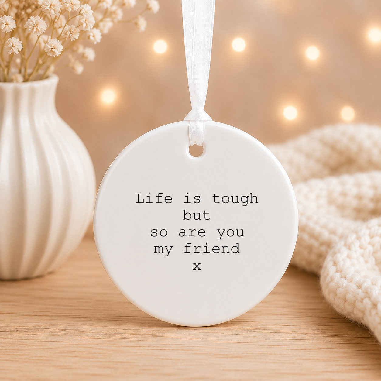 Mental Health Hanging Decoration | Positive Quote Ornament | Ceramic or Frosted Glass Keepsake | Encouragement Gift | Friendship Support Gift