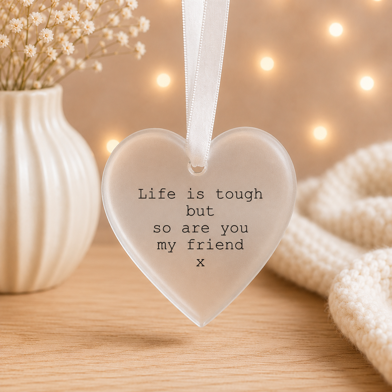 Mental Health Hanging Decoration | Positive Quote Ornament | Ceramic or Frosted Glass Keepsake | Encouragement Gift | Friendship Support Gift