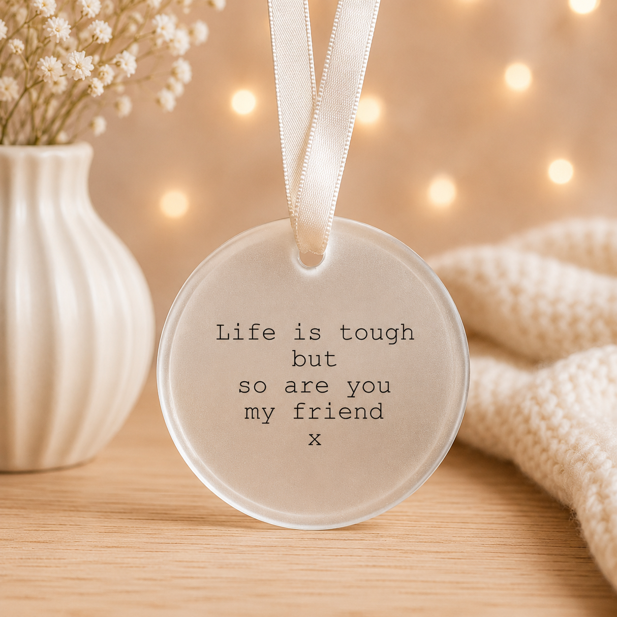 Mental Health Hanging Decoration | Positive Quote Ornament | Ceramic or Frosted Glass Keepsake | Encouragement Gift | Friendship Support Gift