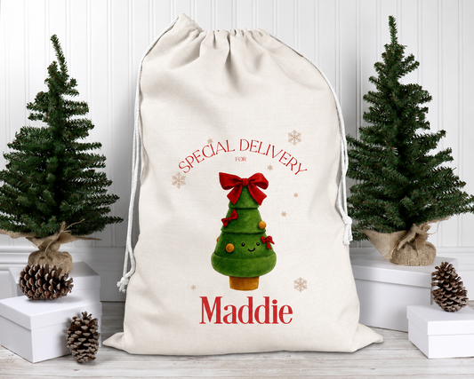 Personalised Christmas Sack – Special Delivery Linen Santa Gift Bag