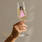 Personalised Prom Champagne Flute Glass – Custom Prom Dolly Design with Name