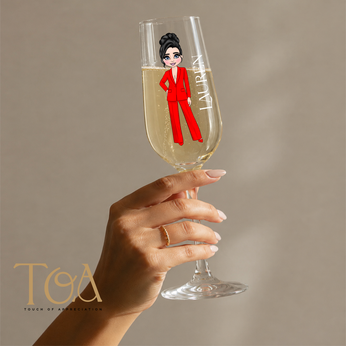 Personalised Prom Champagne Flute Glass – Custom Prom Dolly Design with Name