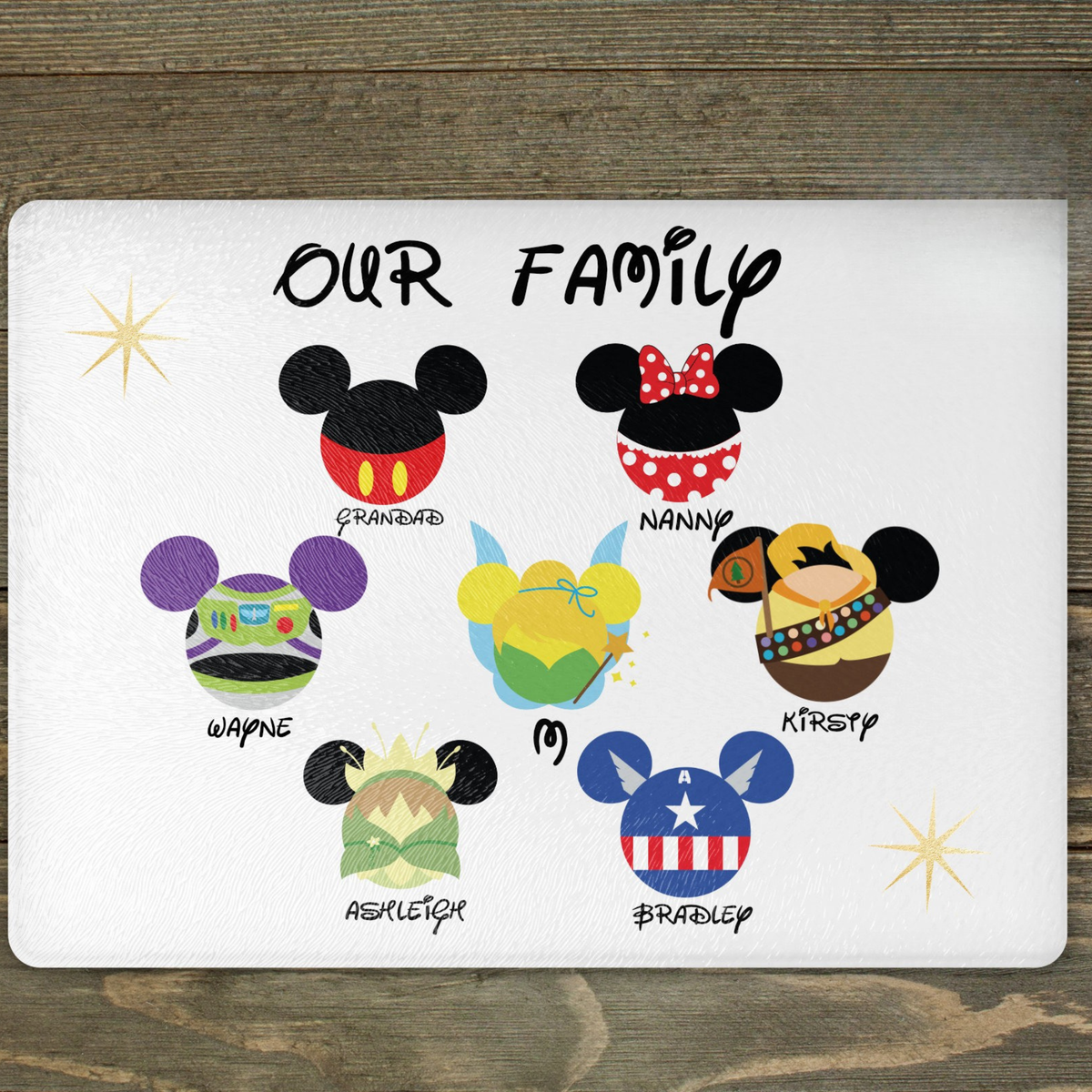 Personalised Family Character Chopping Board – Custom Family Worktop Saver