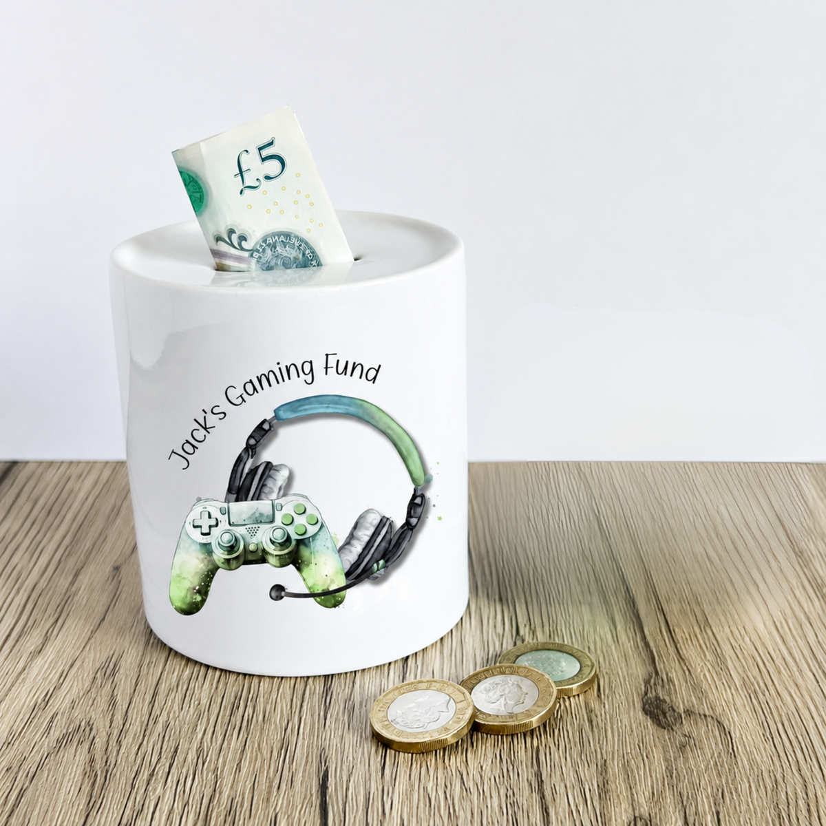 Personalised Gaming Money Box – Gamer Savings Fund Ceramic Money Bank