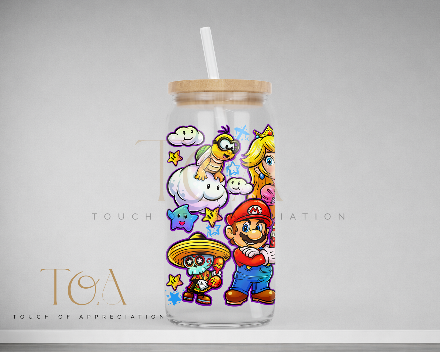 Retro Gaming (mario) Inspired Libby Can/Glass Can