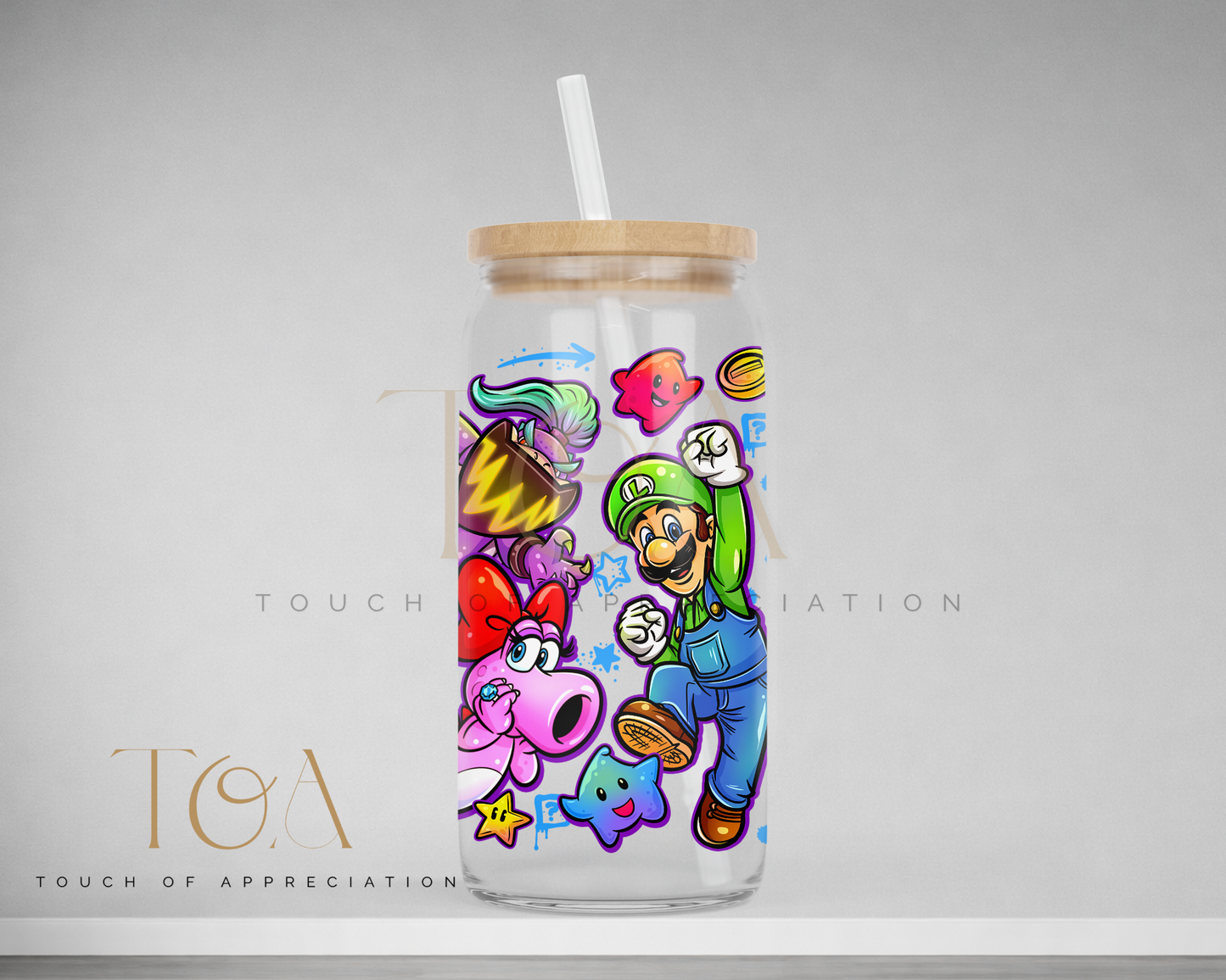 Retro Gaming (mario) Inspired Libby Can/Glass Can