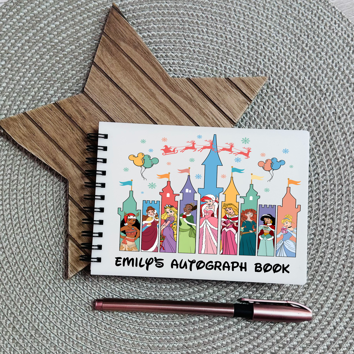 Personalised Autograph Book A6 | Custom Theme Park Autograph Album | Kids Character Signature Book | Disney Trip Keepsake Gift