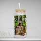 Retro horror movie inspired 16oz drinkware available as a glass can, acrylic can and stainless steel tumbler with bamboo lid and reusable straw.