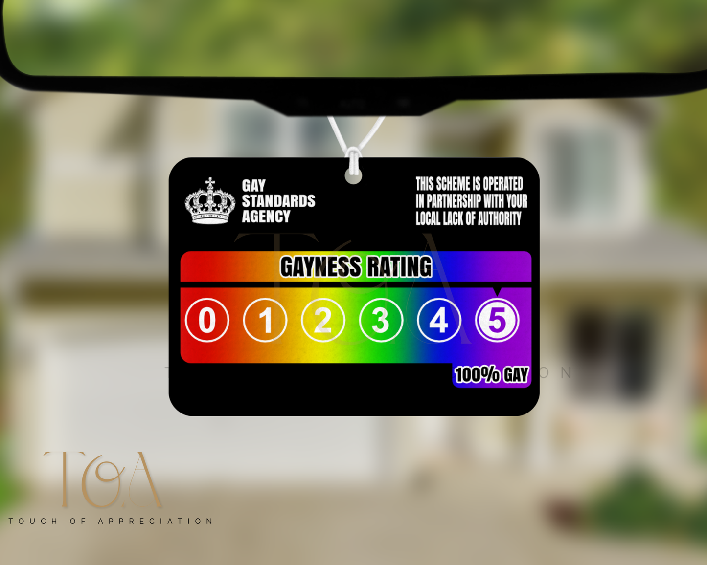 Gayness Rating Funny Car Air Freshener – LGBTQ+ Pride Gift