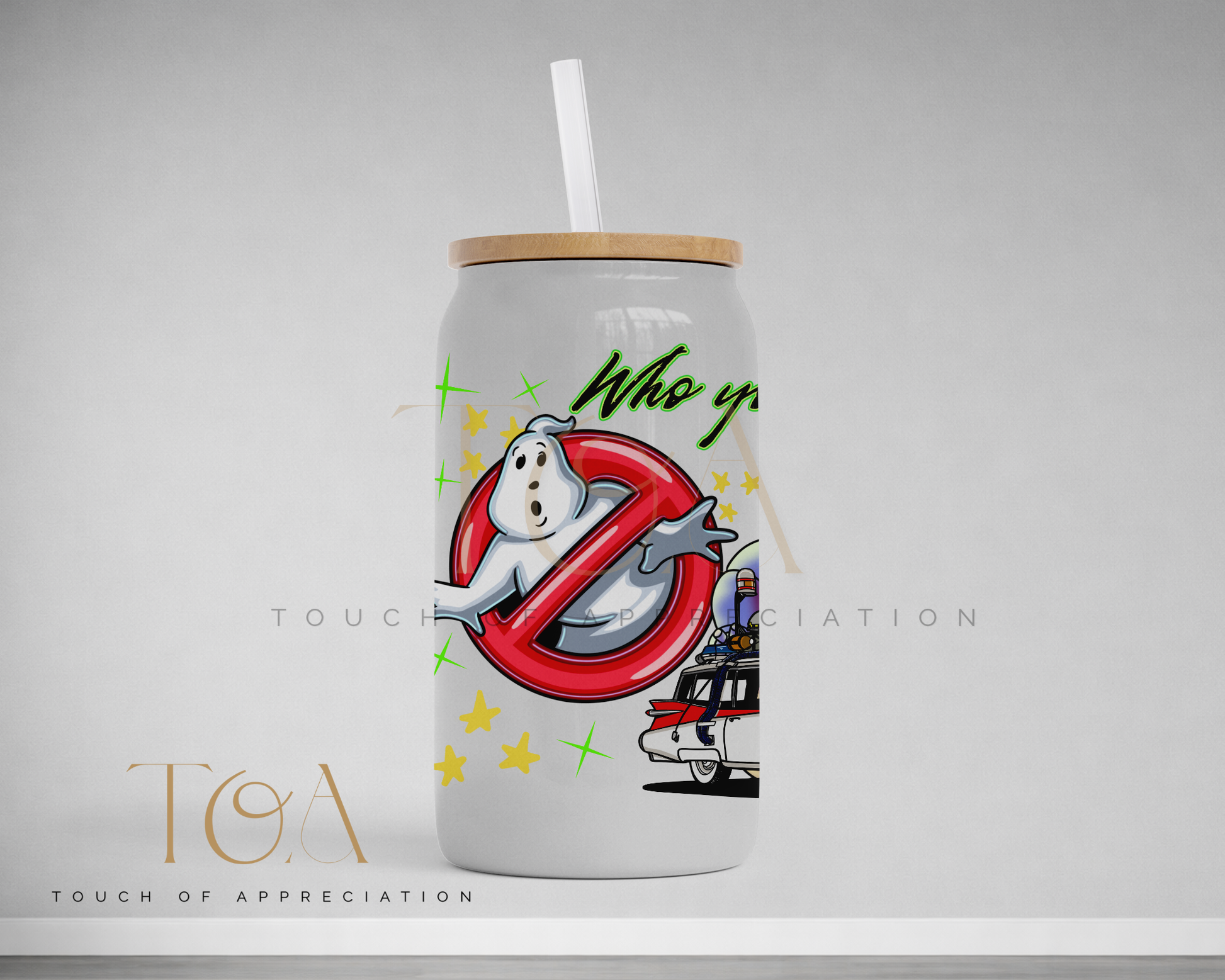 Ghost Hunters inspired 16oz drinkware featuring colourful retro paranormal themed illustrations.