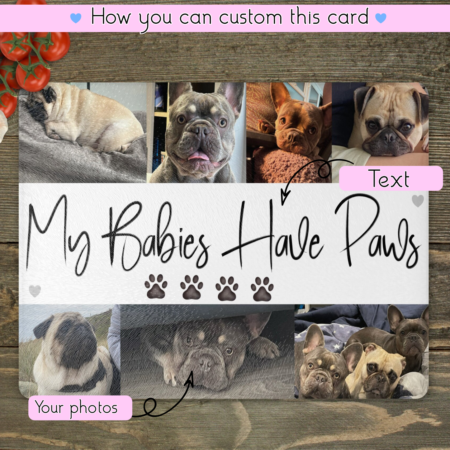 Personalised Dog Photo Chopping Board | Custom Pet Kitchen Board | “My Babies Have Paws” Gift | Dog Lover Gift | Personalised Pet Photo Board