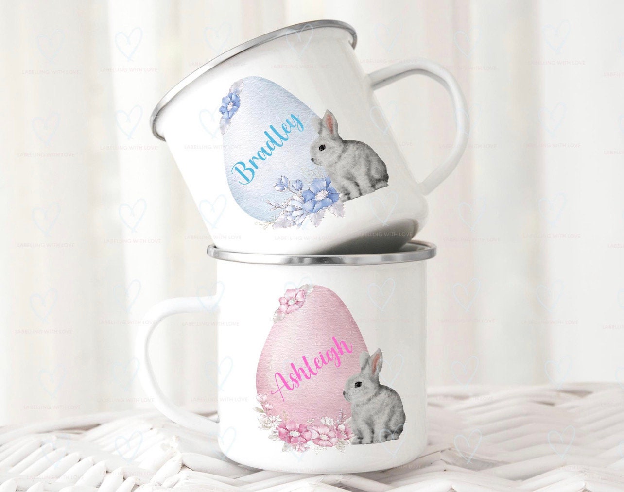 personalised Easter camping mug | Easter bunny enamel mug | rabbit tin mug | Mug for children | gift for children