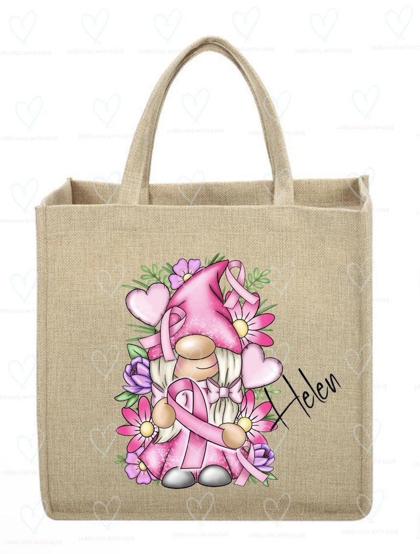 Personalised gnome bag | Breast cancer awareness bag | Cheek your boobies | Tote bag | Shopping bag
