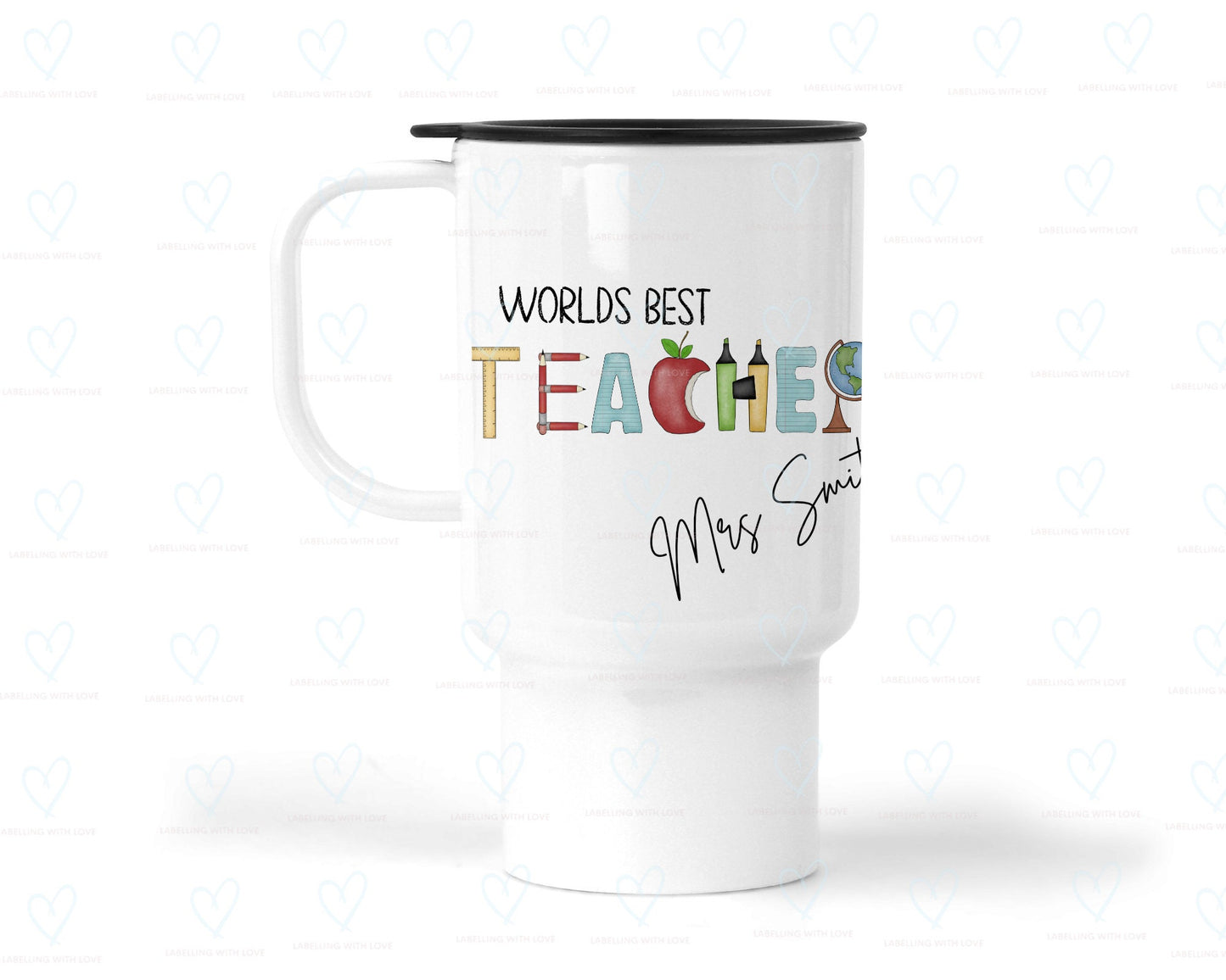 Personalised Teacher Travel Mug | World's Best Teacher Mug | Custom Teacher Gift | End of Term Gift | Thank You Teacher Present | Teacher Appreciation Cup