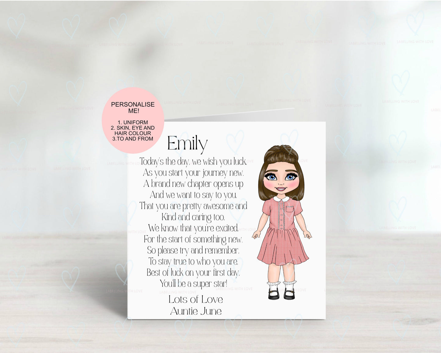 Personalised New School card | Starting school greeting card | First Day of school | Good luck on your first day | starting school poem