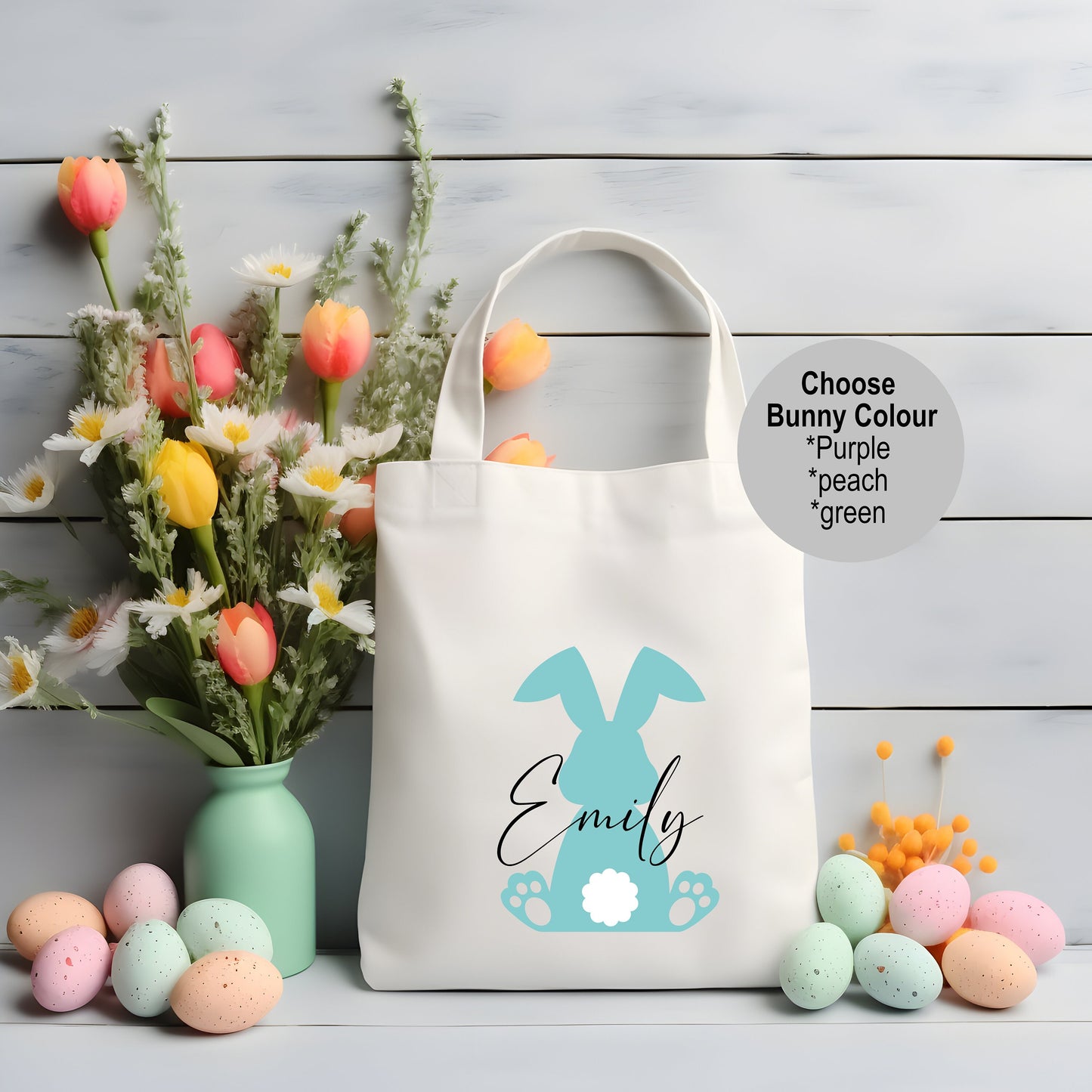 Personalised Easter Bunny Bag | Custom Easter Egg Hunt Bag | Easter Treat Tote Bag | Personalised Easter Basket Alternative | Easter Gift Bag for Children