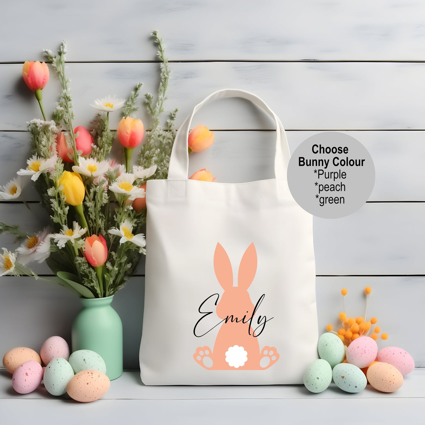 Personalised Easter Bunny Bag | Custom Easter Egg Hunt Bag | Easter Treat Tote Bag | Personalised Easter Basket Alternative | Easter Gift Bag for Children